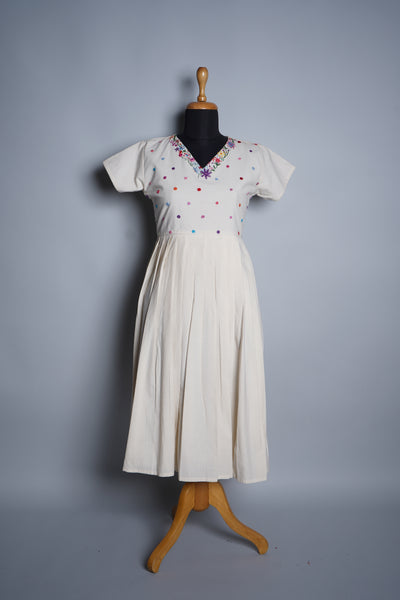 Year-end Sale : Hand embroidered Khadi dress