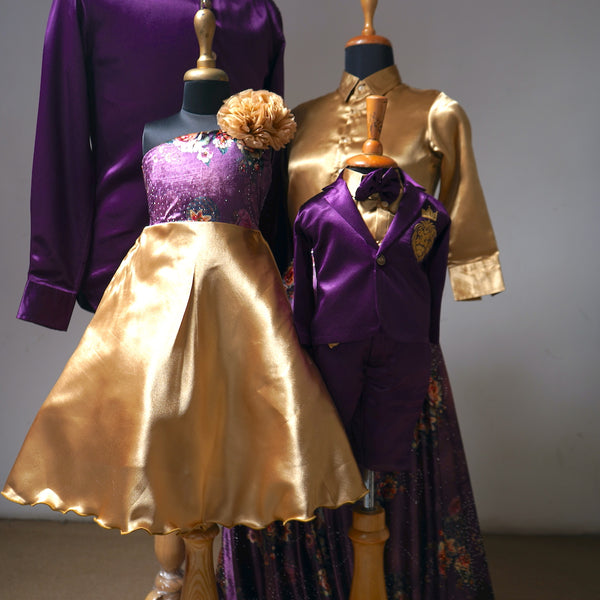 Purple and Gold Family Matching Outfits Royal Wedding Special Anveshana Clothing Purple and Gold Family Matching Outfits Royal Wedding Special Anveshana Clothing