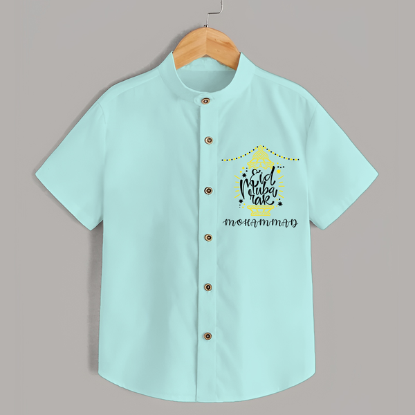 Celebrate The "Eid Mubarak" Themed Personalized Shirt for Kids - ARCTIC BLUE - 0 - 6 Months Old (Chest 21")