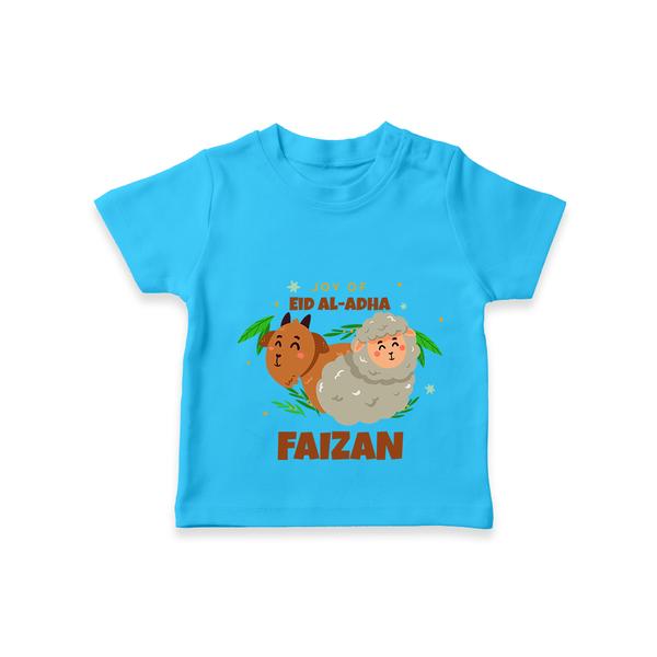 "Joy of EID AL-ADHA" Themed Personalized Kids T-shirt - SKY BLUE - 0 - 5 Months Old (Chest 17")
