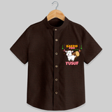 Celebrate The "Bakrid Fun All Day Long" Themed Personalized Shirt for Kids - CHOCOLATE BROWN - 0 - 6 Months Old (Chest 21")
