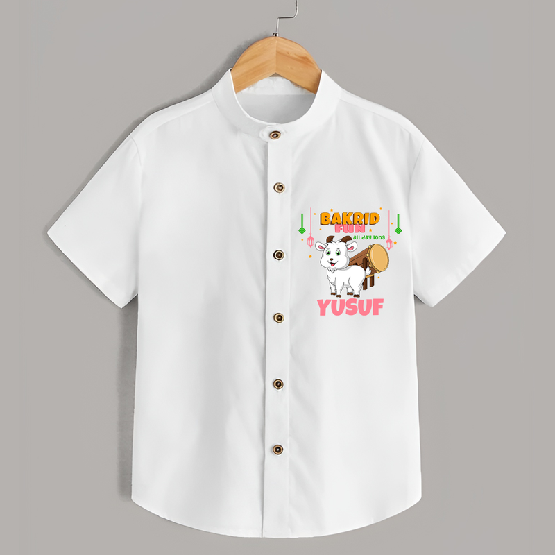 Celebrate The "Bakrid Fun All Day Long" Themed Personalized Shirt for Kids - WHITE - 0 - 6 Months Old (Chest 21")