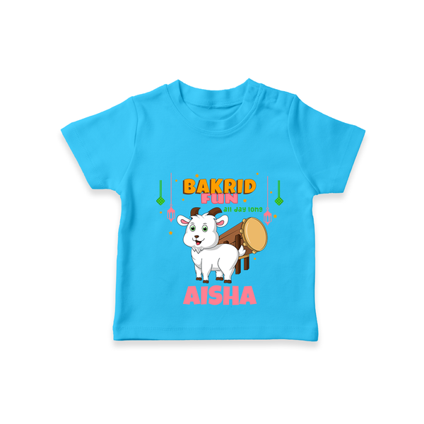 "Bakrid Fun All Day Long" Themed Personalized Kids T-shirt - SKY BLUE - 0 - 5 Months Old (Chest 17")