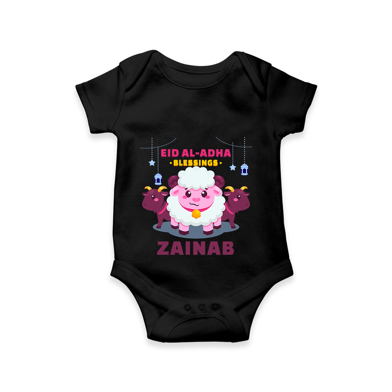 "EID AL-ADHA Blessings" Themed Personalized Romper - BLACK - 0 - 3 Months Old (Chest 16")