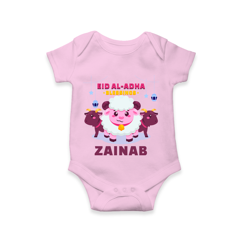 "EID AL-ADHA Blessings" Themed Personalized Romper - PINK - 0 - 3 Months Old (Chest 16")