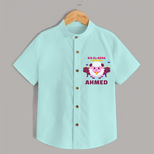 Celebrate The "EID AL-ADHA Blessings" Themed Personalized Shirt for Kids - ARCTIC BLUE - 0 - 6 Months Old (Chest 21")