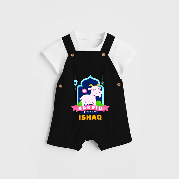Celebrate The "Bakrid Celebrations" Themed Personalized Kids Dungaree set - BLACK - 0 - 5 Months Old (Chest 17")