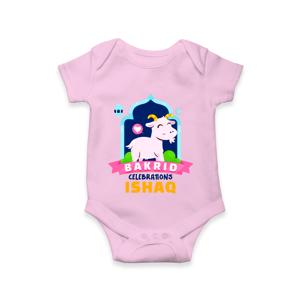 "Bakrid Celebrations" Themed Personalized Romper - PINK - 0 - 3 Months Old (Chest 16")