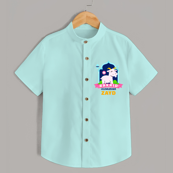 Celebrate The "Bakrid Celebrations" Themed Personalized Shirt for Kids - ARCTIC BLUE - 0 - 6 Months Old (Chest 21")