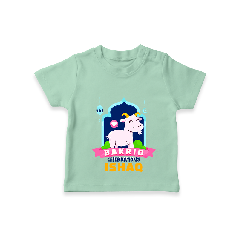 "Bakrid Celebrations" Themed Personalized Kids T-shirt - MINT GREEN - 0 - 5 Months Old (Chest 17")