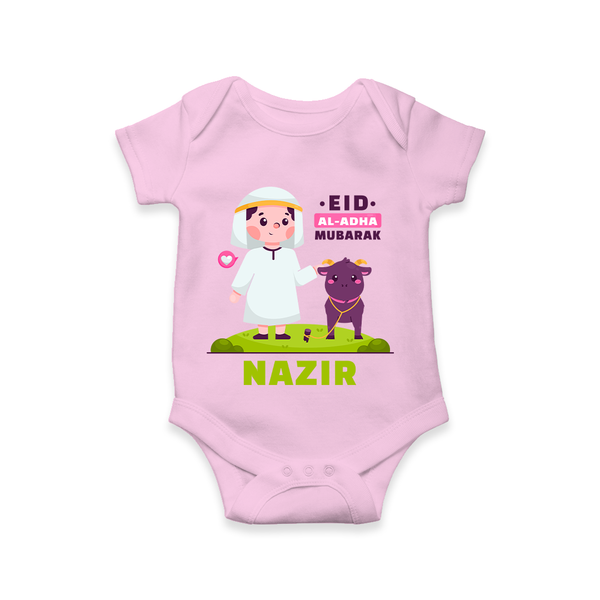 "Eid Al-Adha Mubarak" Themed Personalized Romper - PINK - 0 - 3 Months Old (Chest 16")