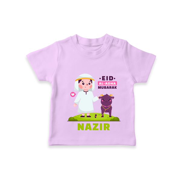 "Eid Al-Adha Mubarak" Themed Personalized Kids T-shirt - LILAC - 0 - 5 Months Old (Chest 17")