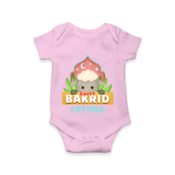 "Happy Bakrid" Themed Personalized Romper - PINK - 0 - 3 Months Old (Chest 16")