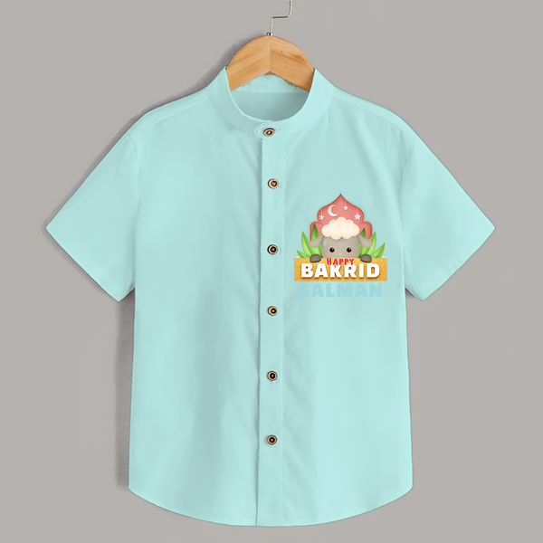 Celebrate The "Happy Bakrid" Themed Personalized Shirt for Kids - ARCTIC BLUE - 0 - 6 Months Old (Chest 21")
