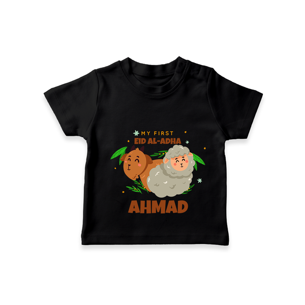 "My First EID AL-ADHA" Themed Personalized Kids T-shirt - BLACK - 0 - 5 Months Old (Chest 17")