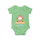 "My First Bakrid" Themed Personalized Romper - GREEN - 0 - 3 Months Old (Chest 16")