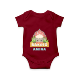 "My First Bakrid" Themed Personalized Romper - MAROON - 0 - 3 Months Old (Chest 16")