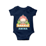 "My First Bakrid" Themed Personalized Romper - NAVY BLUE - 0 - 3 Months Old (Chest 16")