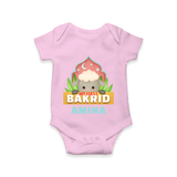 "My First Bakrid" Themed Personalized Romper - PINK - 0 - 3 Months Old (Chest 16")