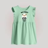 My First Eid Personalized Kids  Baby frock – Custom Name Edition - MINT GREEN - 0 - 3 Months Old (Chest 17")