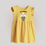 My First Eid Personalized Kids  Baby frock – Custom Name Edition - PASTEL YELLOW - 0 - 3 Months Old (Chest 17")