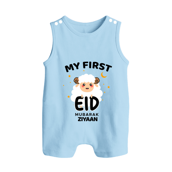 My First Eid Personalized Kids  Romper Suit – Custom Name Edition - BABY BLUE - 0 - 5 Months Old (Chest 18")