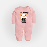 My First Eid Personalized Kids  Fullbody suit – Custom Name Edition - BABY PINK - New Born (Chest 7.5")