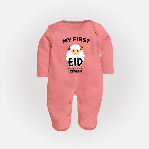 My First Eid Personalized Kids  Fullbody suit – Custom Name Edition - PEACH - New Born (Chest 7.5")