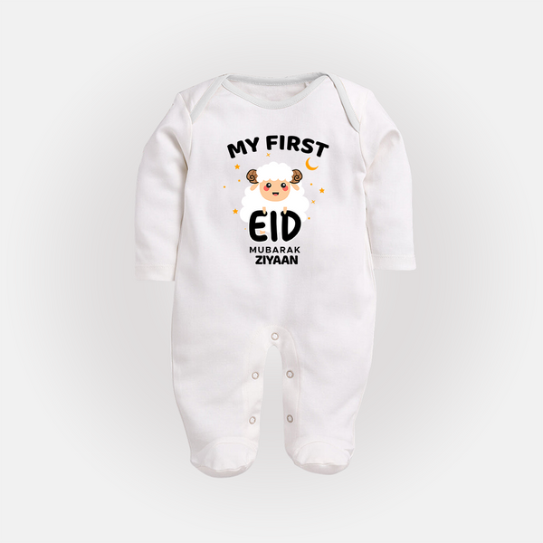 My First Eid Personalized Kids  Fullbody suit – Custom Name Edition - WHITE - New Born (Chest 7.5")