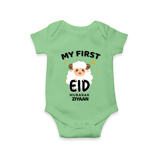 My First Eid Personalized Kids  Romper – Custom Name Edition - GREEN - New Born (Chest 14")