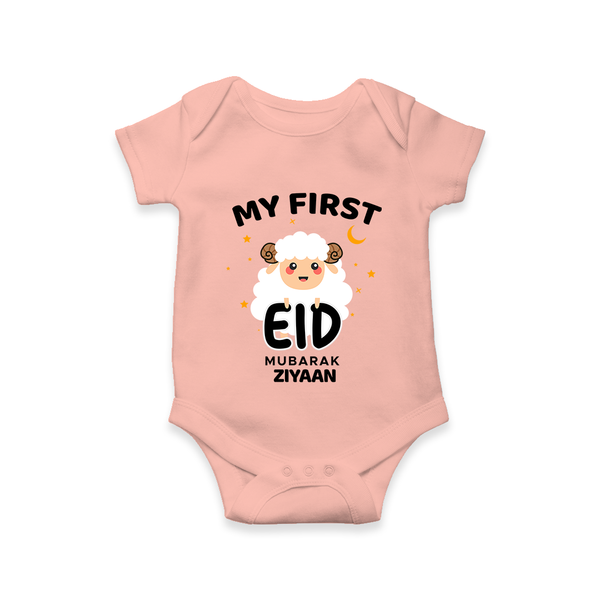 My First Eid Personalized Kids  Romper – Custom Name Edition - PEACH - New Born (Chest 14")