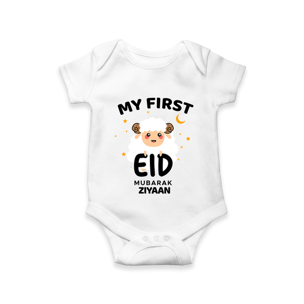 My First Eid Personalized Kids  Romper – Custom Name Edition - WHITE - New Born (Chest 14")