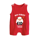 My First Eid Personalized Kids  Romper Suit – Custom Name Edition - RED - 0 - 5 Months Old (Chest 18")