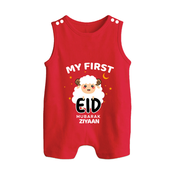 My First Eid Personalized Kids  Romper Suit – Custom Name Edition - RED - 0 - 5 Months Old (Chest 18")