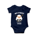 My First Eid Personalized Kids  Romper – Custom Name Edition - NAVY BLUE - New Born (Chest 14")