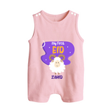 My First Eid Mubarak Customized  Romper Suit – Premium Festive Wear - BABY PINK - 0 - 5 Months Old (Chest 18")