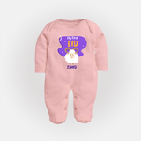My First Eid Mubarak Customized  Fullbody suit – Premium Festive Wear - BABY PINK - New Born (Chest 7.5")