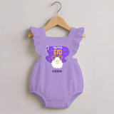 My First Eid Mubarak Customized  Romper frock – Premium Festive Wear - LILAC - 0 - 3 Months Old (Chest 19")