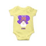 My First Eid Mubarak Customized  Romper – Premium Festive Wear - PASTEL YELLOW - New Born (Chest 14")