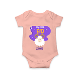 My First Eid Mubarak Customized  Romper – Premium Festive Wear - PEACH - New Born (Chest 14")