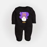 My First Eid Mubarak Customized  Fullbody suit – Premium Festive Wear - BLACK - New Born (Chest 7.5")