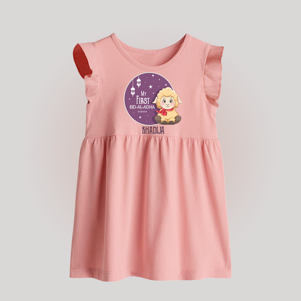 Personalized My First Eid Al-Adha Kids Baby frock – Festive Special Baby frock - BABY PINK - 0 - 3 Months Old (Chest 17")