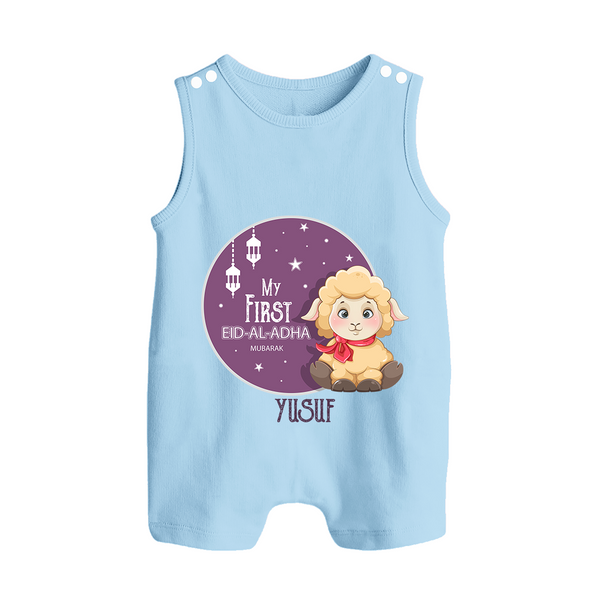 Personalized My First Eid Al-Adha Kids Romper Suit – Festive Special Romper Suit - BABY BLUE - 0 - 5 Months Old (Chest 18")