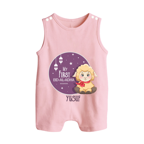 Personalized My First Eid Al-Adha Kids Romper Suit – Festive Special Romper Suit - BABY PINK - 0 - 5 Months Old (Chest 18")