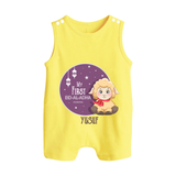 Personalized My First Eid Al-Adha Kids Romper Suit – Festive Special Romper Suit - PASTEL YELLOW - 0 - 5 Months Old (Chest 18")