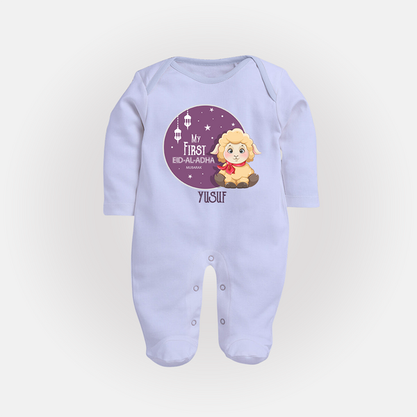 Personalized My First Eid Al-Adha Kids Fullbody suit – Festive Special Fullbody suit - BABY BLUE - New Born (Chest 7.5")