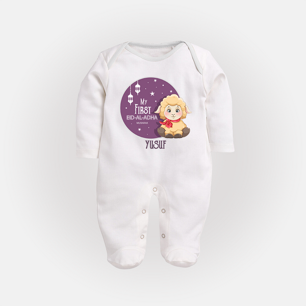 Personalized My First Eid Al-Adha Kids Fullbody suit – Festive Special Fullbody suit - WHITE - New Born (Chest 7.5")