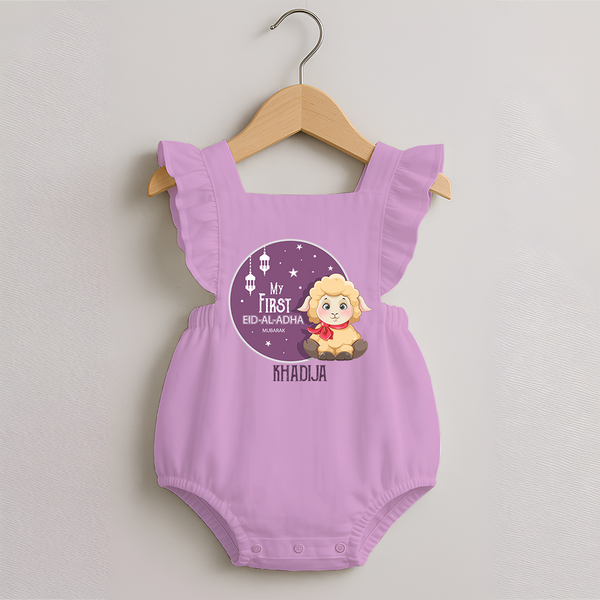 Personalized My First Eid Al-Adha Kids Romper frock – Festive Special Romper frock - BABY PINK - 0 - 3 Months Old (Chest 19")