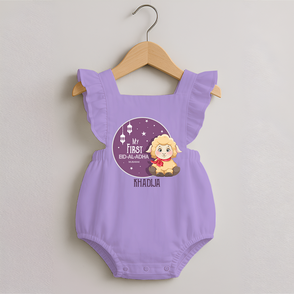 Personalized My First Eid Al-Adha Kids Romper frock – Festive Special Romper frock - LILAC - 0 - 3 Months Old (Chest 19")