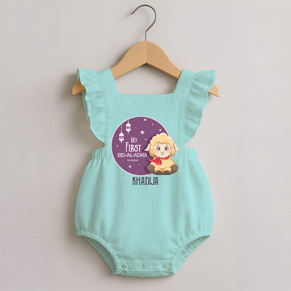 Personalized My First Eid Al-Adha Kids Romper frock – Festive Special Romper frock - MINT GREEN - 0 - 3 Months Old (Chest 19")